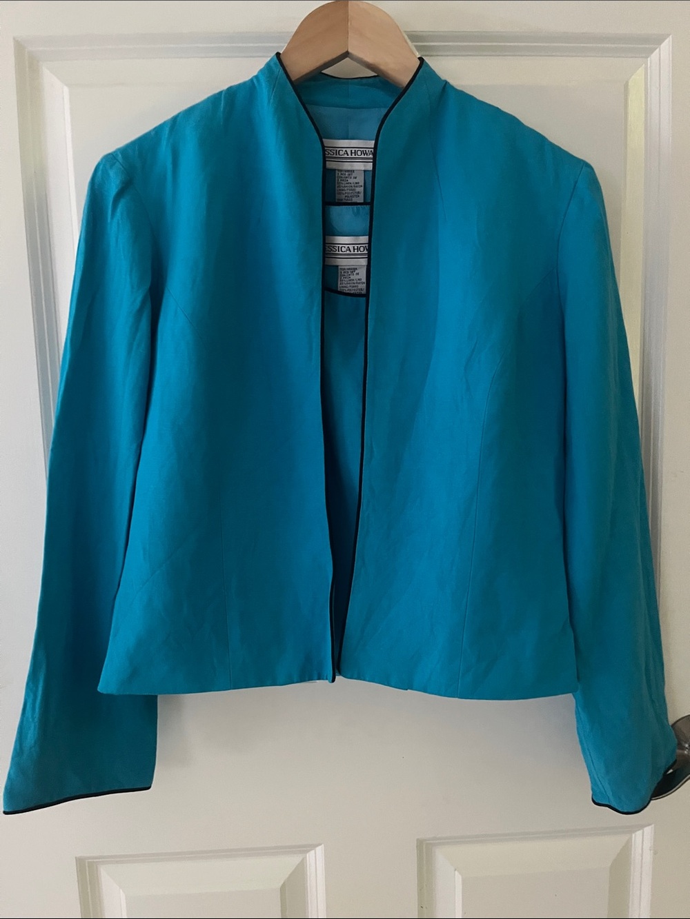 Vintage linen blend Blazer, Jacket, cami set, 2 piece turquoise,cropped, classic